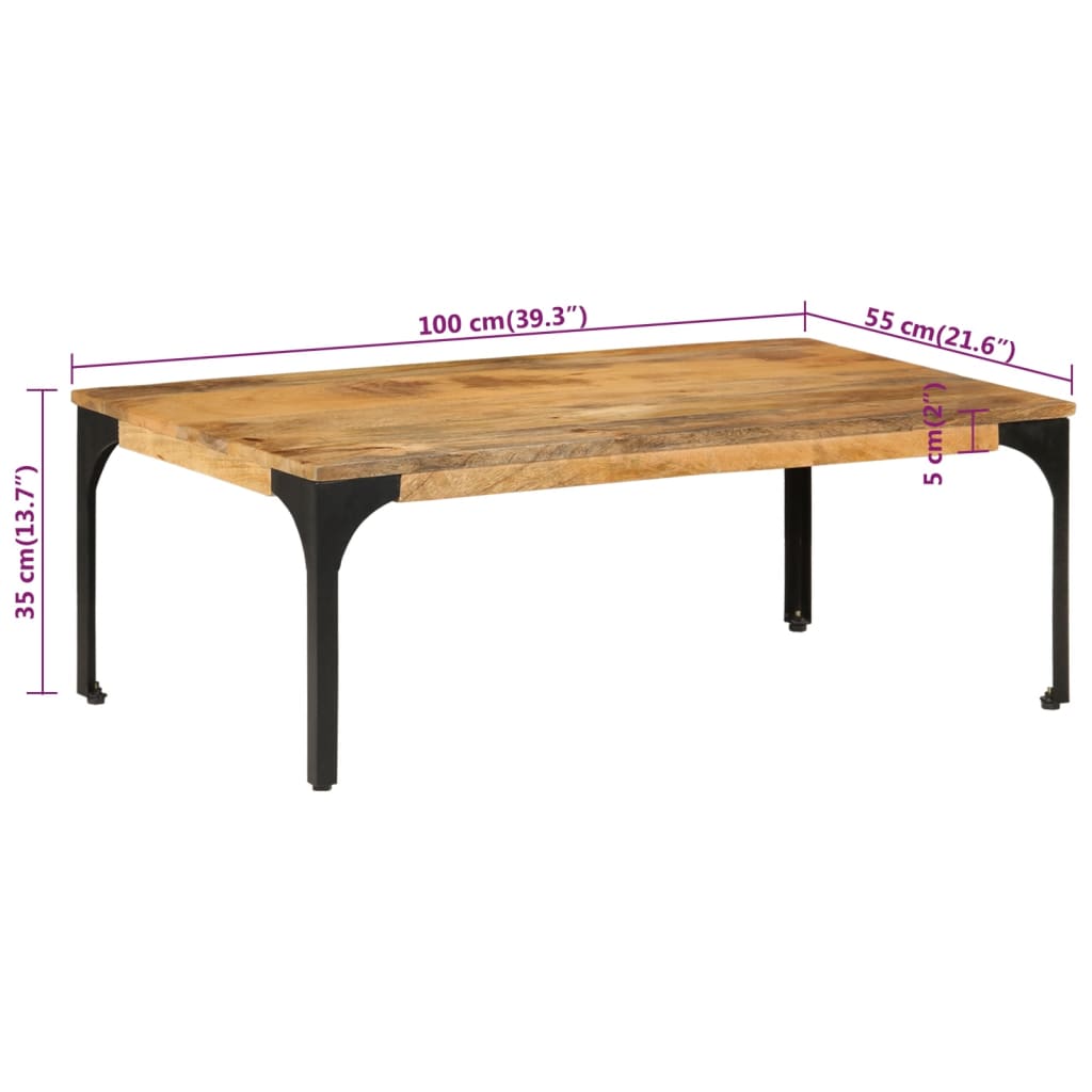 Table basse 100x55x35 cm bois de manguier massif