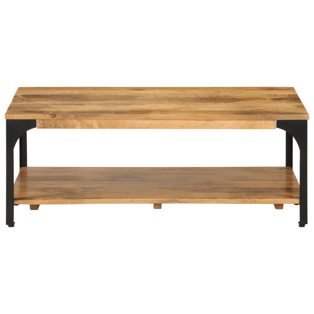 Table basse 2 niveaux 100x55x38cm bois manguier massif et acier