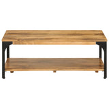 Table basse 2 niveaux 100x55x38cm bois manguier massif et acier