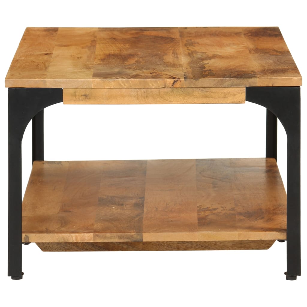 Table basse 2 niveaux 100x55x38cm bois manguier massif et acier