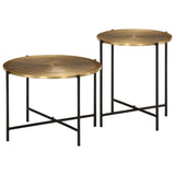 Tables basses lot de 2 laiton et noir métal