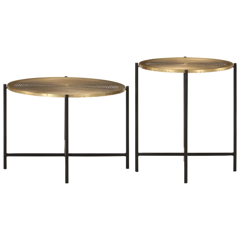 Tables basses lot de 2 laiton et noir métal