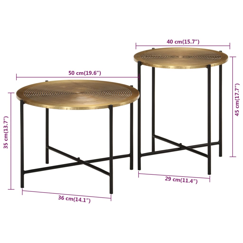 Tables basses lot de 2 laiton et noir métal