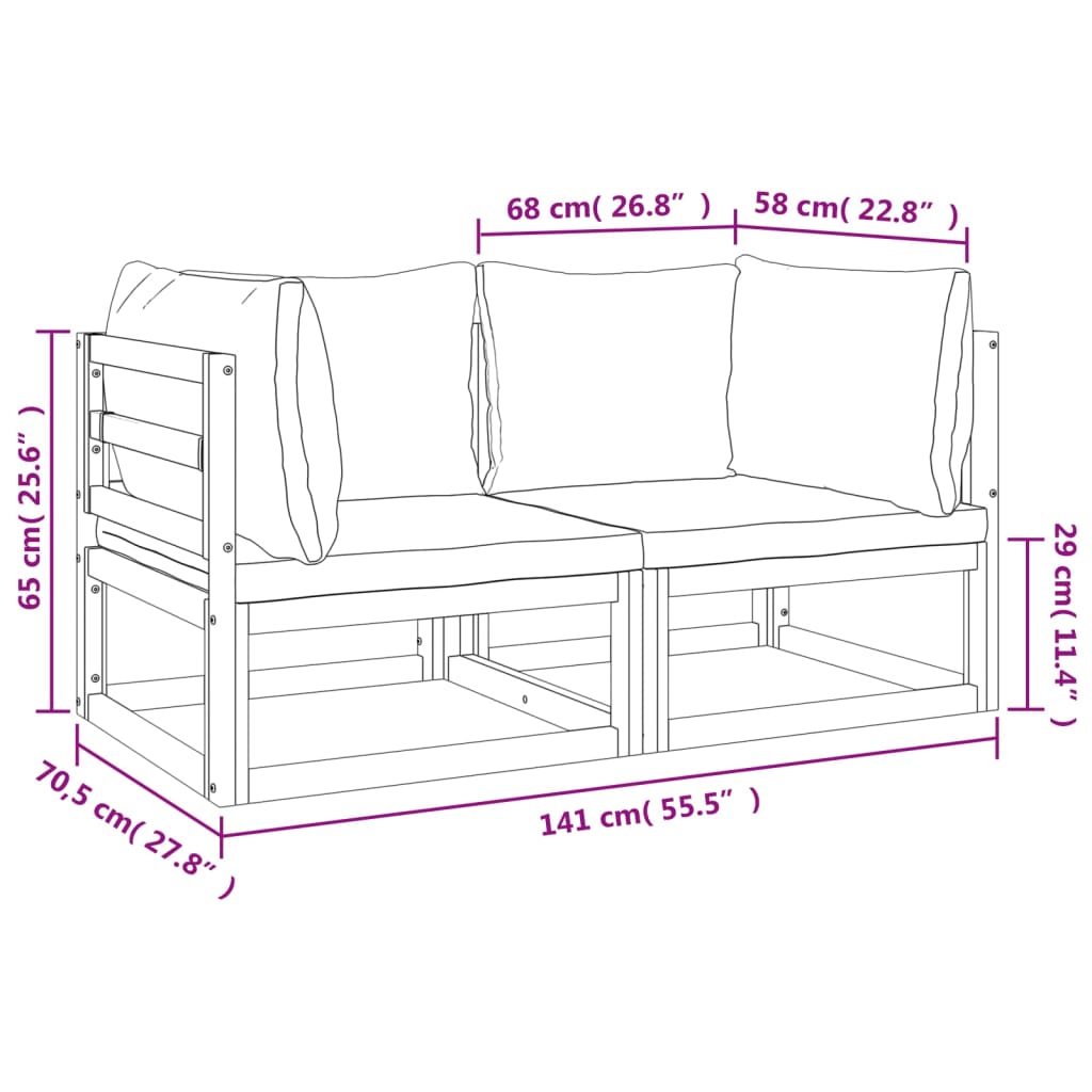 Canapés d'angle sectionnels 2 pcs coussins taupe Bois acacia