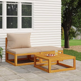 Salon de jardin 3 pcs avec coussins bois massif d'acacia