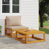 Salon de jardin avec coussins 2 pcs bois massif acacia