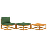 Salon de jardin 3 pcs avec coussins bois massif d'acacia