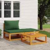 Salon de jardin 3 pcs avec coussins bois massif d'acacia