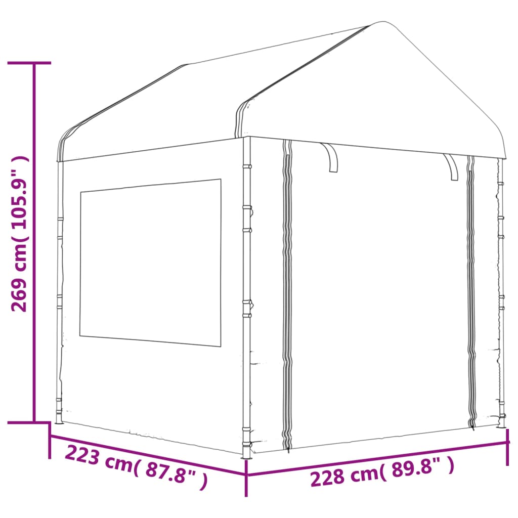 Belvédère avec toit blanc 2,28x2,23x2,69 m polyéthylène