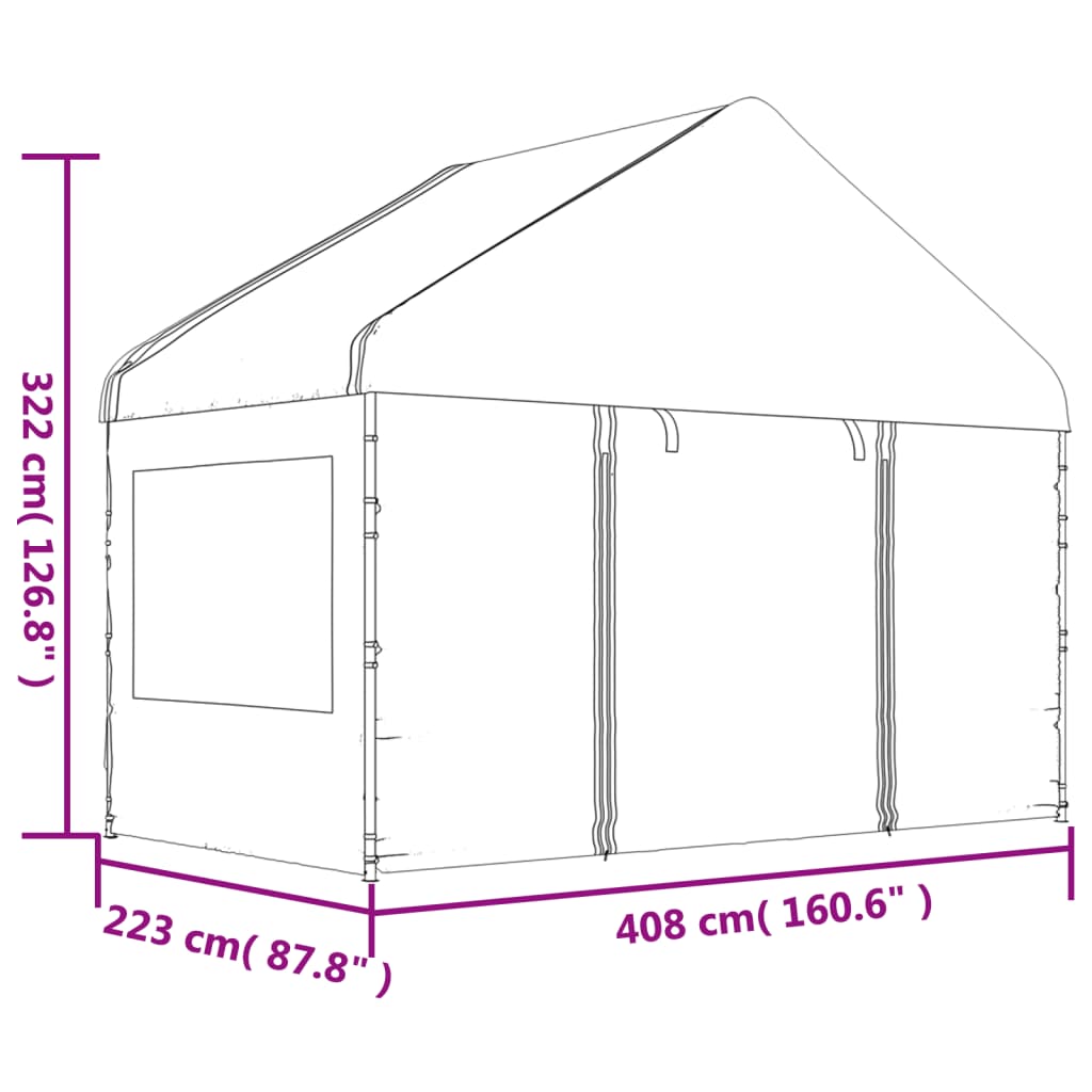 Belvédère avec toit blanc 4,08x2,23x3,22 m polyéthylène