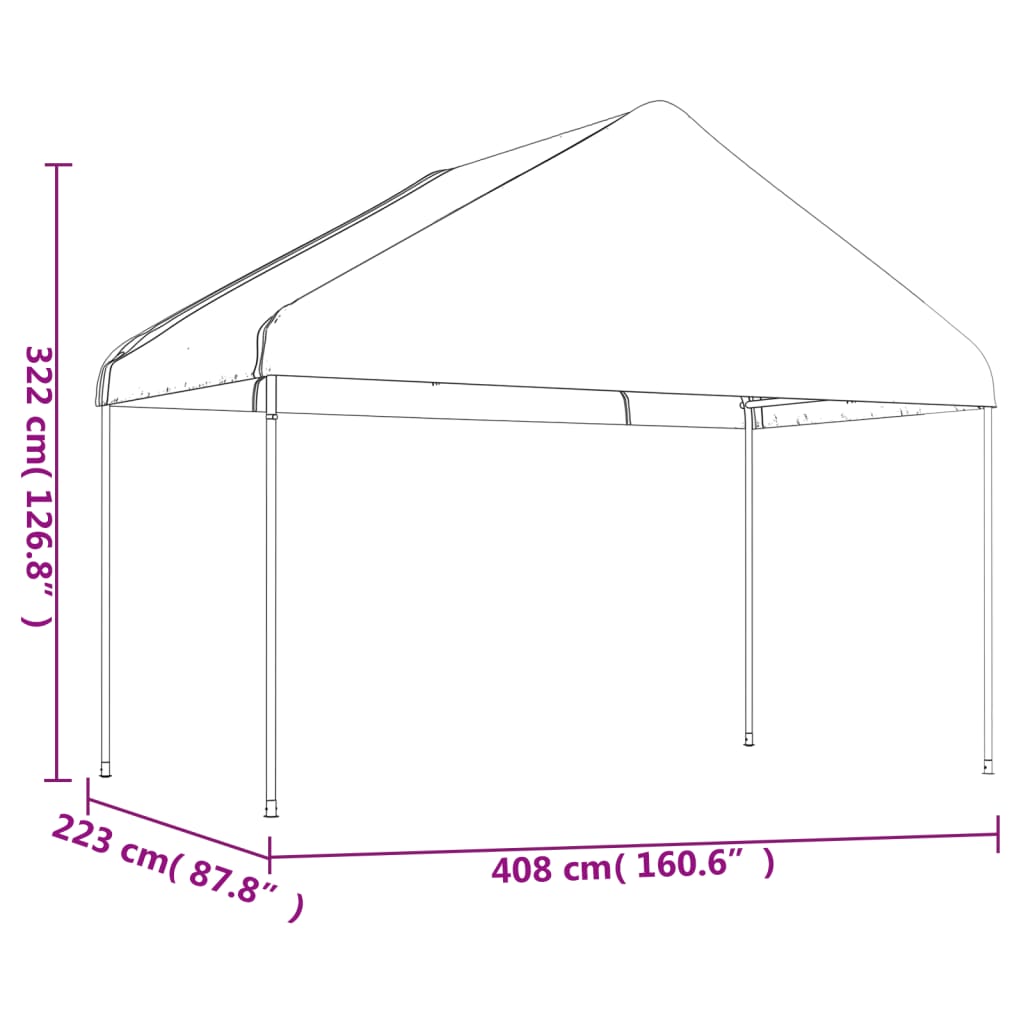 vidaXL Belvédère avec toit blanc 4,08x2,23x3,22 m polyéthylène