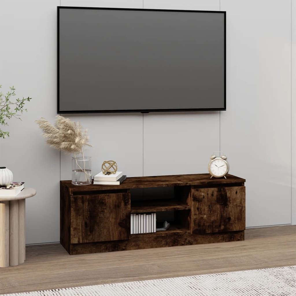 Meuble TV avec porte Chêne fumé 102x30x36 cm