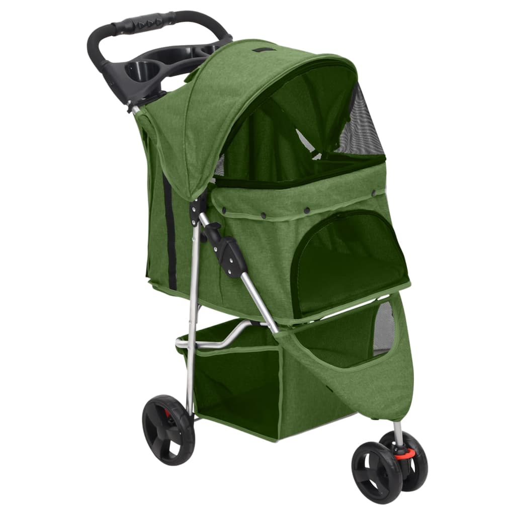 Zusammenklappbarer Hundekinderwagen Grün 80x46x98 cm Oxford-Stoff