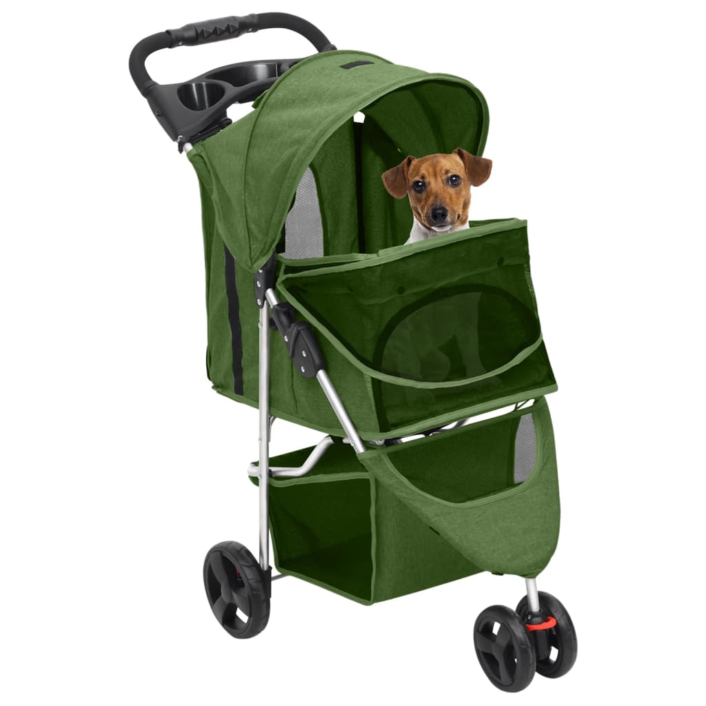 Zusammenklappbarer Hundekinderwagen Grün 80x46x98 cm Oxford-Stoff