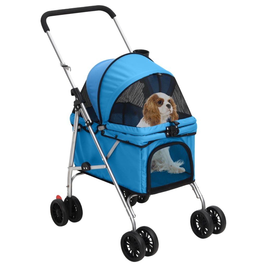 Zusammenklappbarer Hundekinderwagen Blau 76x50x100 cm Oxford-Stoff