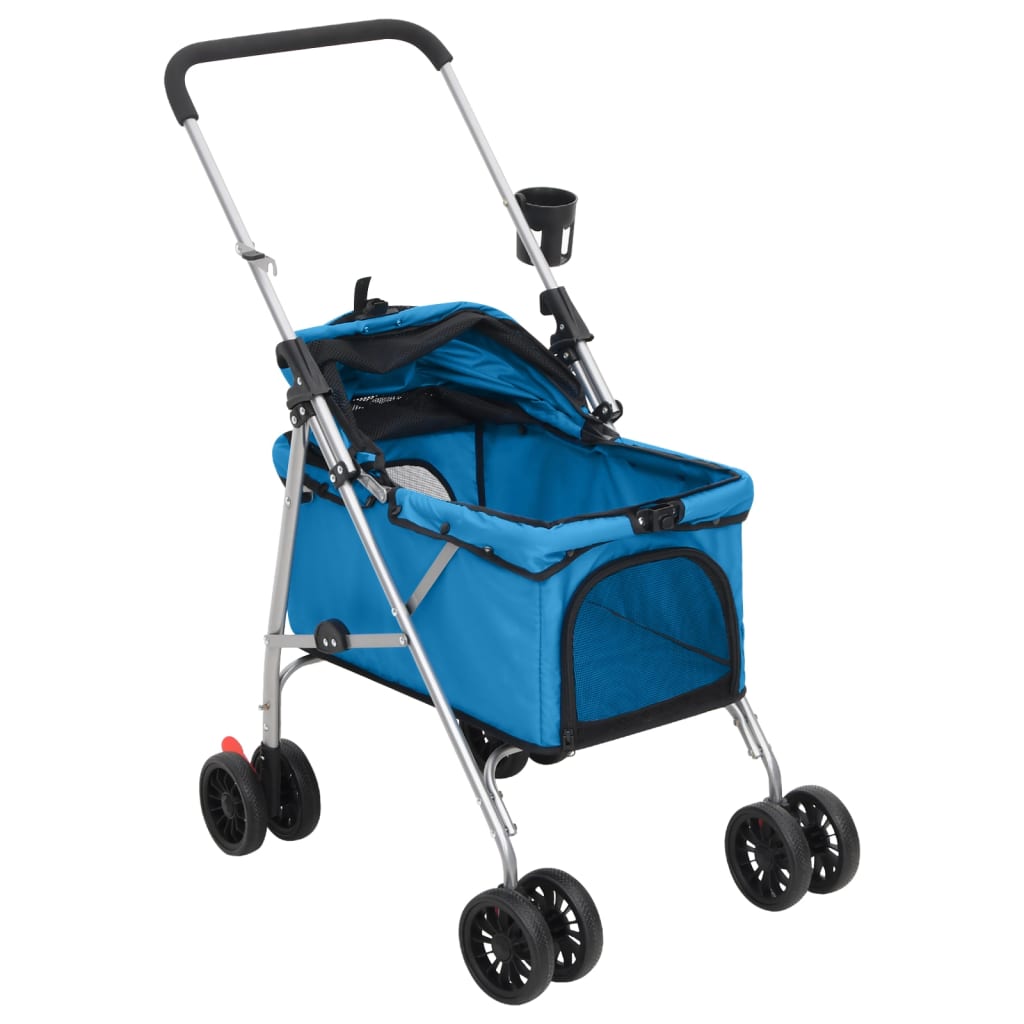 Zusammenklappbarer Hundekinderwagen Blau 76x50x100 cm Oxford-Stoff