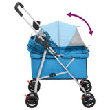 Zusammenklappbarer Hundekinderwagen Blau 76x50x100 cm Oxford-Stoff