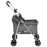 Zusammenklappbarer Hundekinderwagen Grau 76x50x100 cm Oxford-Stoff