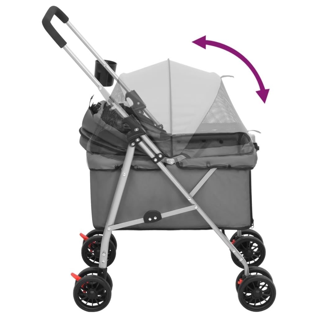 Zusammenklappbarer Hundekinderwagen Grau 76x50x100 cm Oxford-Stoff