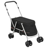 Zusammenklappbarer Hundekinderwagen Schwarz 100x49x96 cm Leinenstoff