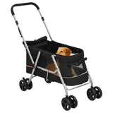 Zusammenklappbarer Hundekinderwagen Schwarz 100x49x96 cm Leinenstoff