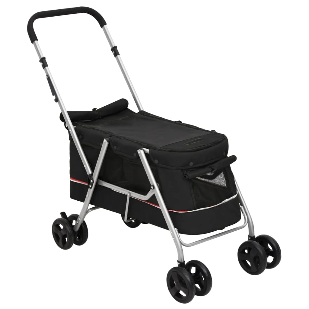 Zusammenklappbarer Hundekinderwagen Schwarz 100x49x96 cm Leinenstoff