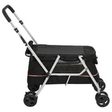 Zusammenklappbarer Hundekinderwagen Schwarz 100x49x96 cm Leinenstoff