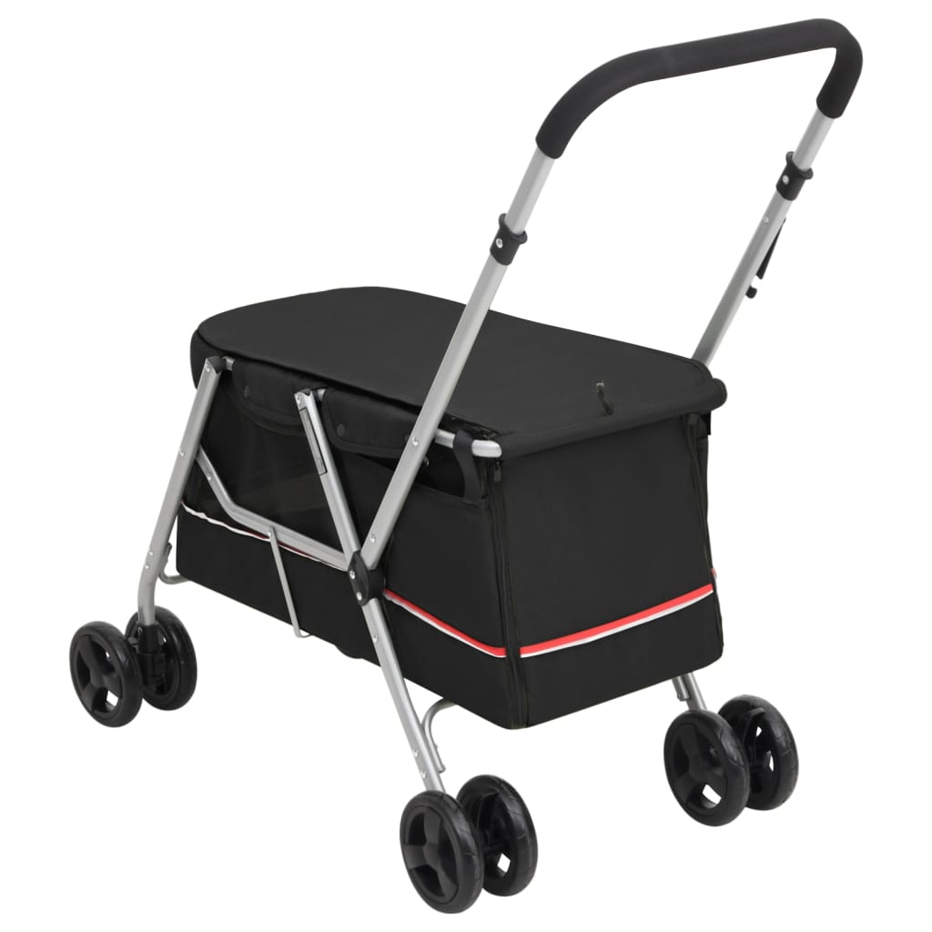 Zusammenklappbarer Hundekinderwagen Schwarz 100x49x96 cm Leinenstoff