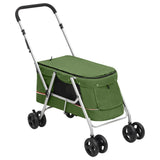 Zusammenklappbarer Hundekinderwagen Grün 100x49x96 cm Leinenstoff