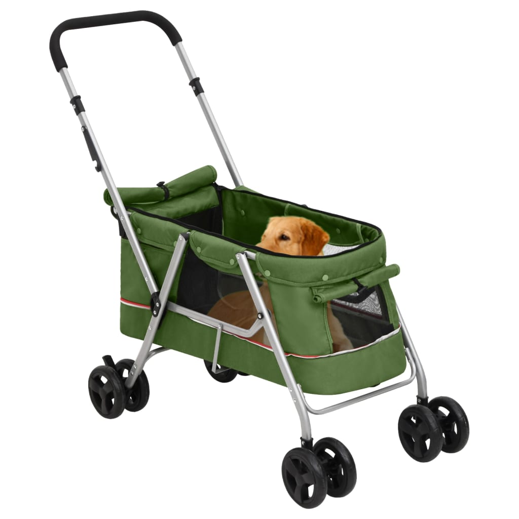 Zusammenklappbarer Hundekinderwagen Grün 100x49x96 cm Leinenstoff