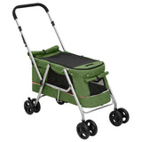 Zusammenklappbarer Hundekinderwagen Grün 100x49x96 cm Leinenstoff