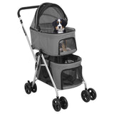 2-stage folding dog stroller Grey 83x48x97 cm