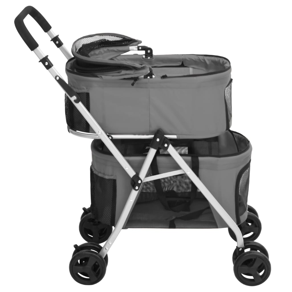 2-stage folding dog stroller Grey 83x48x97 cm