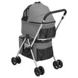 2-stage folding dog stroller Grey 83x48x97 cm