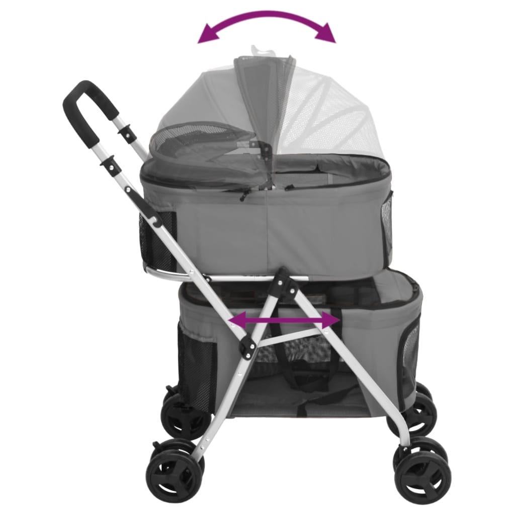 2-stage folding dog stroller Grey 83x48x97 cm