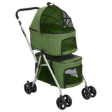 2-stufiger faltbarer Hundekinderwagen Grün 83x48x97 cm