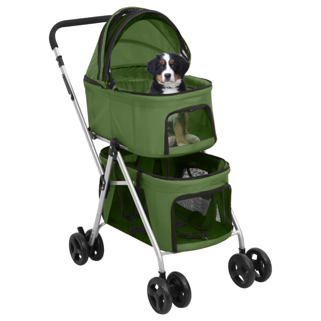 2-stufiger faltbarer Hundekinderwagen Grün 83x48x97 cm