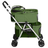 2-stufiger faltbarer Hundekinderwagen Grün 83x48x97 cm