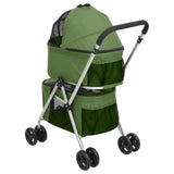 2-stufiger faltbarer Hundekinderwagen Grün 83x48x97 cm