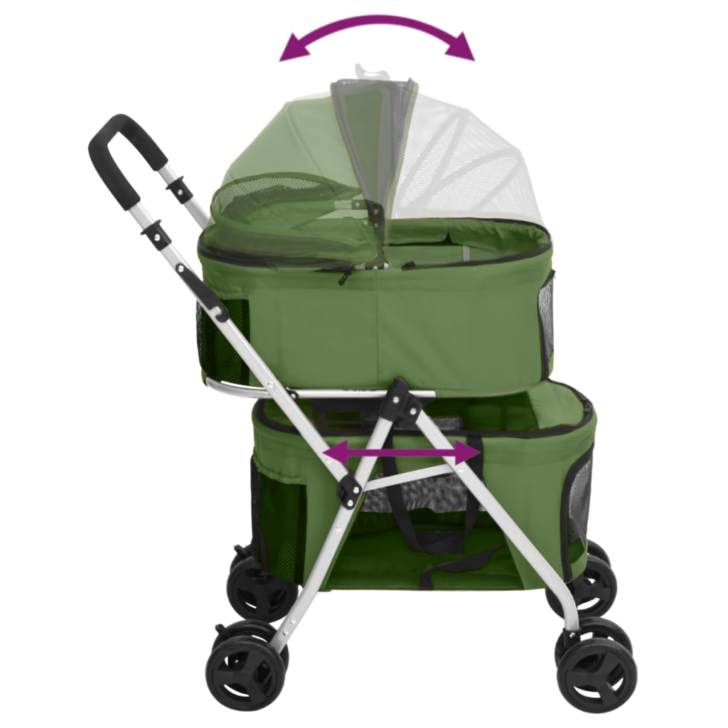 2-stufiger faltbarer Hundekinderwagen Grün 83x48x97 cm