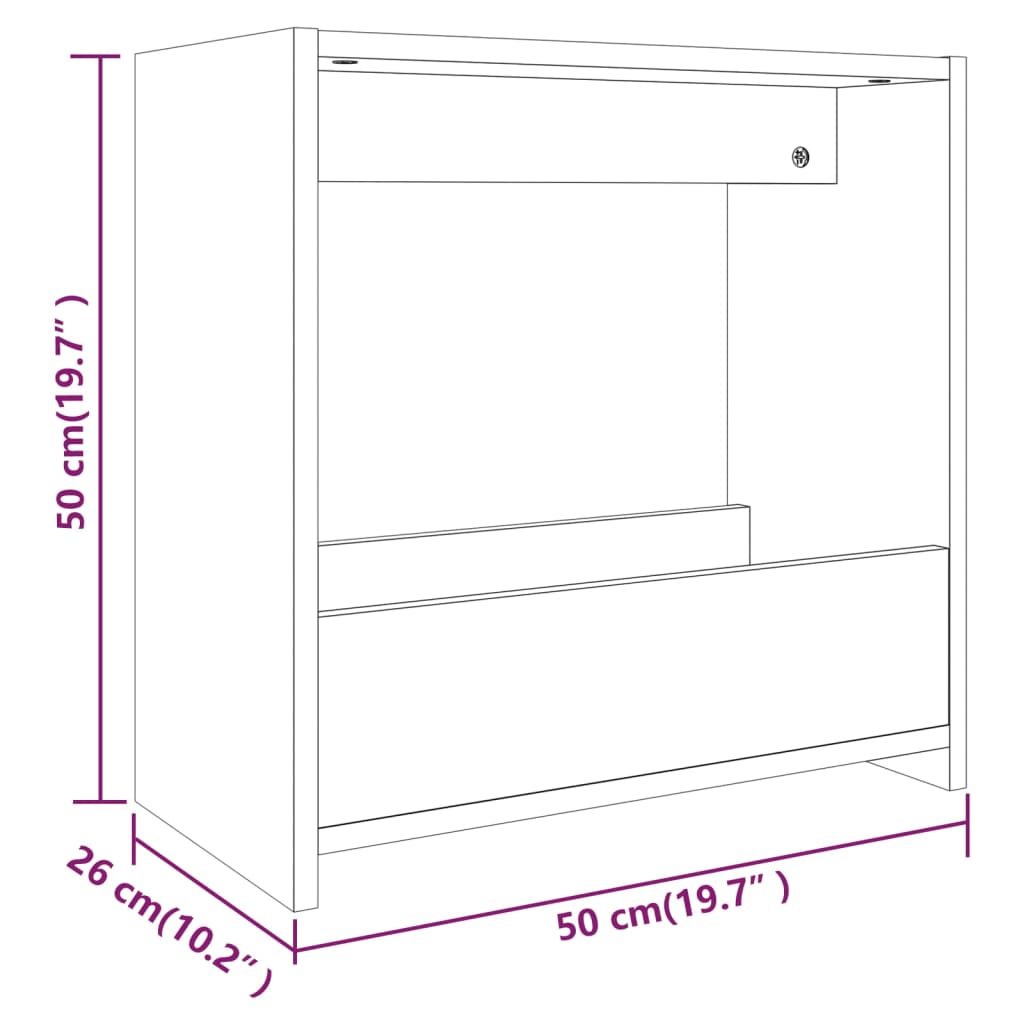 Table d'appoint Sonoma gris 50x26x50 cm Bois d'ingénierie