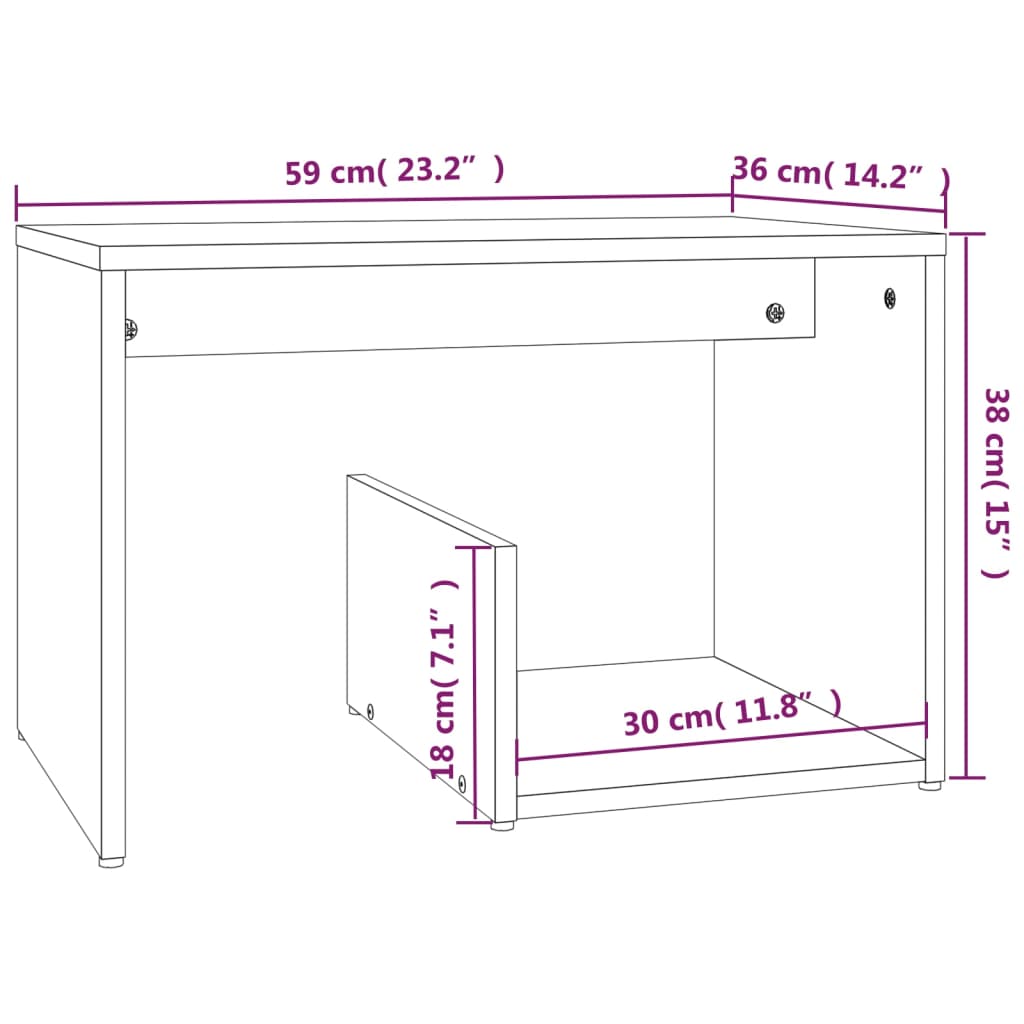 Table d'appoint Sonoma gris 59x36x38 cm Bois d'ingénierie