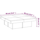 Table basse Chêne fumé 90x90x28 cm Bois d'ingénierie