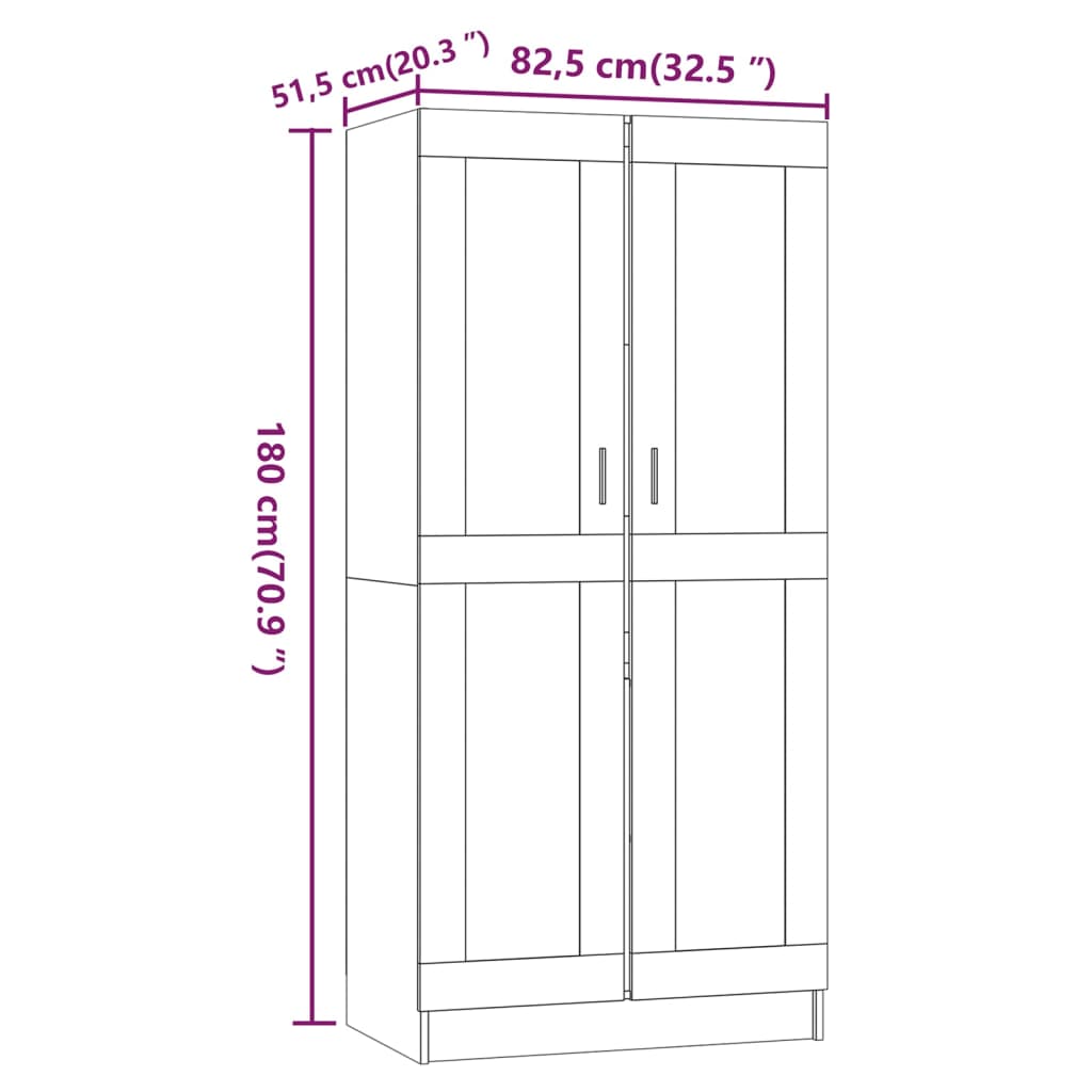 Garde-robe Sonoma gris 82,5x51,5x180 cm Bois d'ingénierie