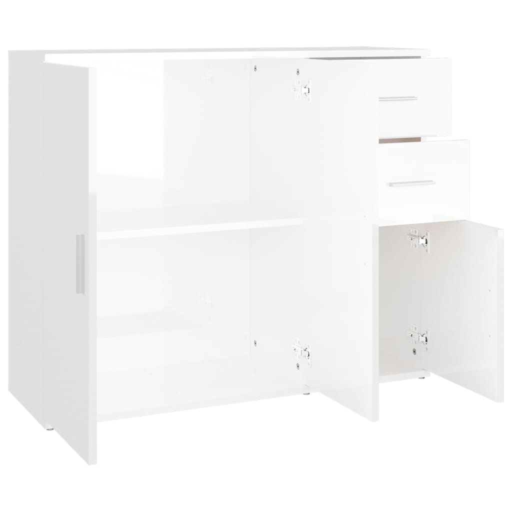 Buffet Blanc brillant 91x29,5x75 cm Bois d'ingénierie