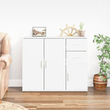 Buffet Blanc brillant 91x29,5x75 cm Bois d'ingénierie