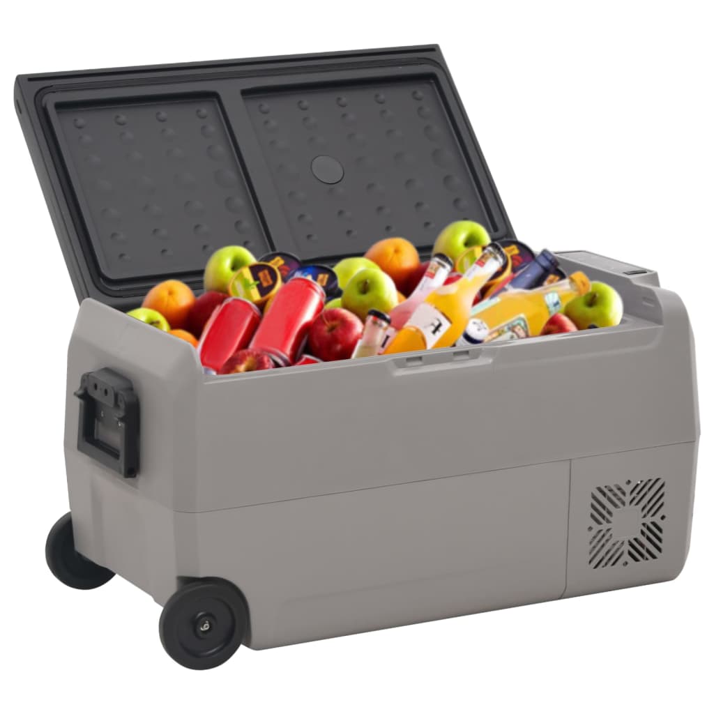 Cooler with wheel and adapter black and gray 60 L PP and PE