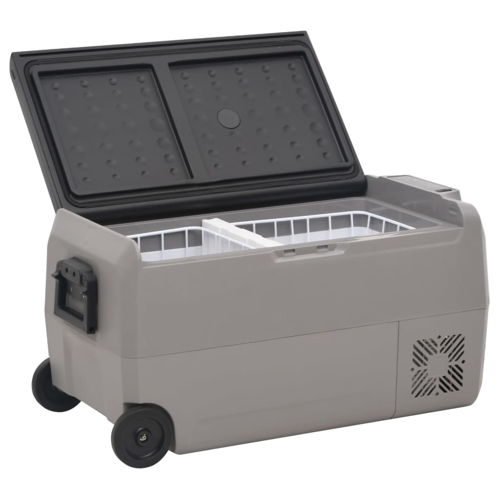 Cooler with wheel and adapter black and gray 60 L PP and PE