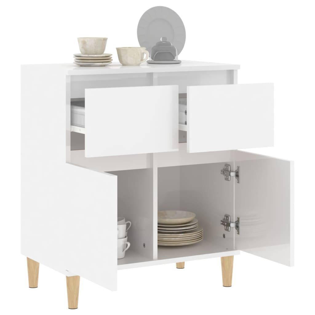 Buffet Blanc brillant 60x35x70 cm Bois d'ingénierie