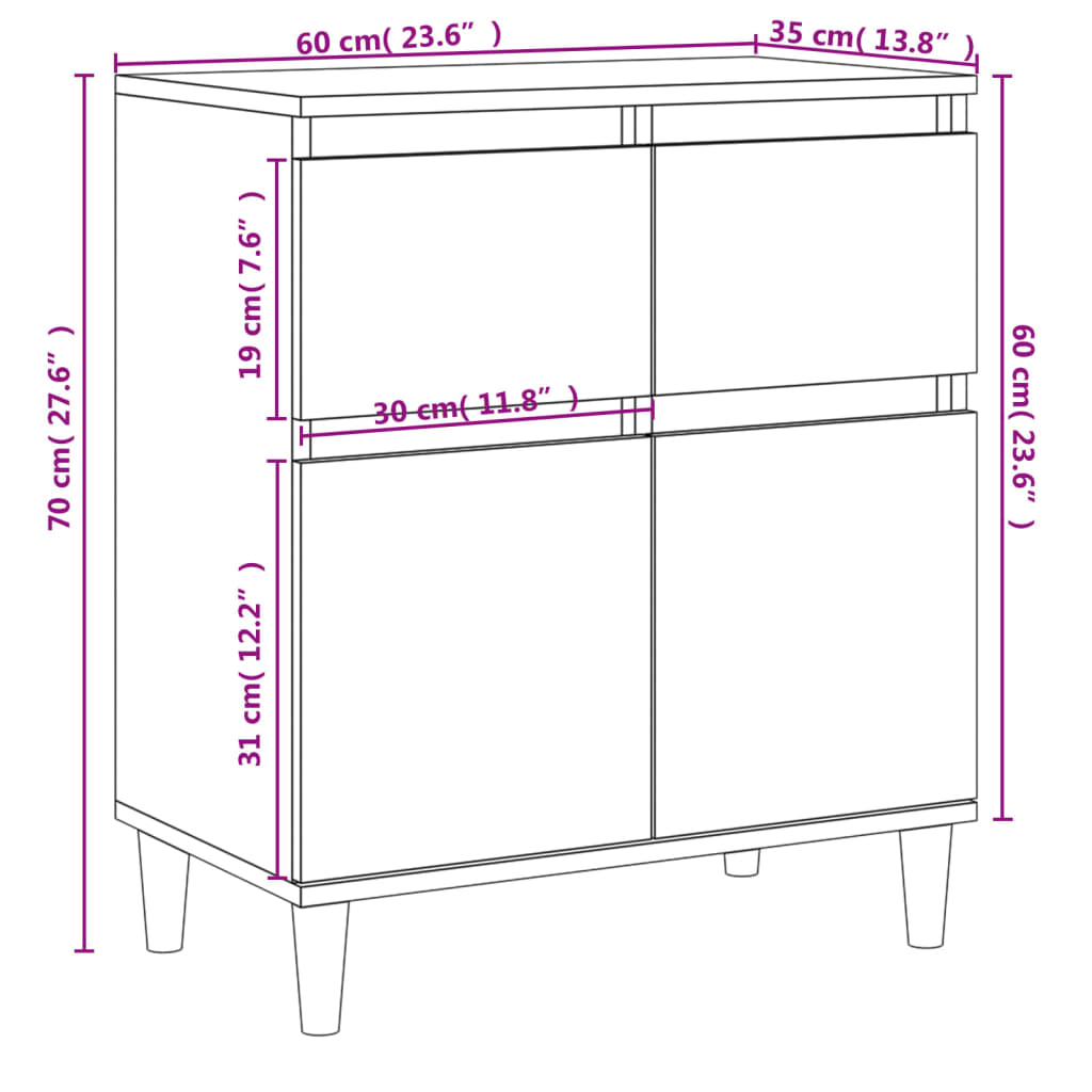 Buffet Chêne fumé 60x35x70 cm Bois d'ingénierie